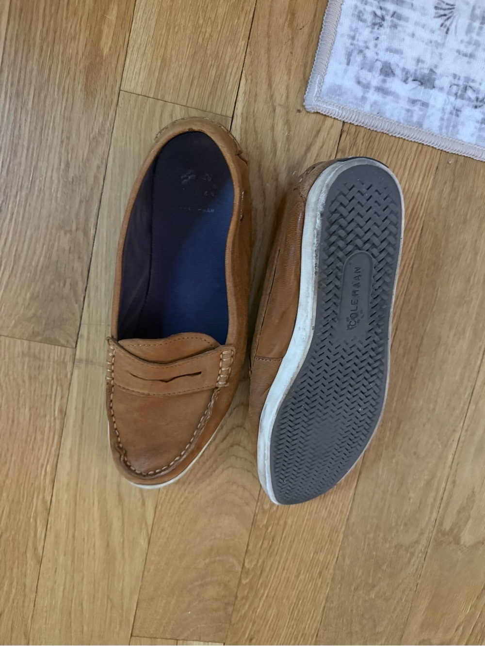 Cole Haan Tan Leather Slip-On Penny Loafers